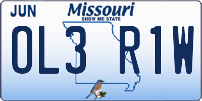 MO license plate OL3R1W