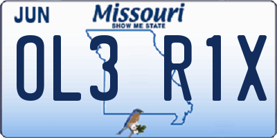 MO license plate OL3R1X