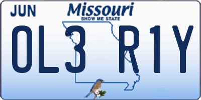 MO license plate OL3R1Y