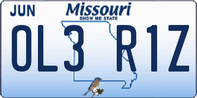 MO license plate OL3R1Z