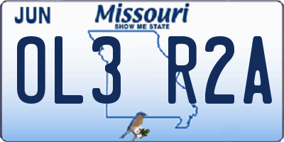 MO license plate OL3R2A