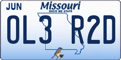 MO license plate OL3R2D
