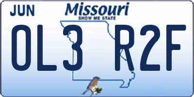 MO license plate OL3R2F