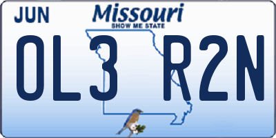 MO license plate OL3R2N