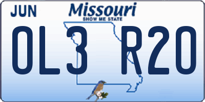 MO license plate OL3R2O