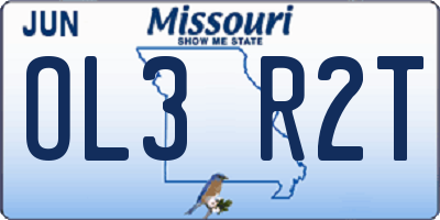 MO license plate OL3R2T