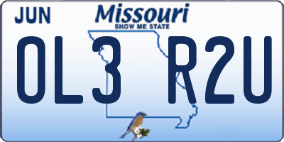 MO license plate OL3R2U