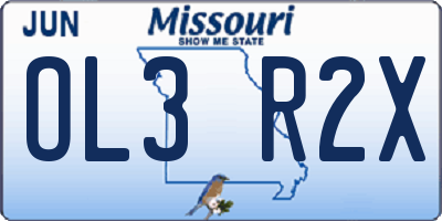 MO license plate OL3R2X