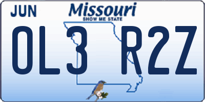 MO license plate OL3R2Z