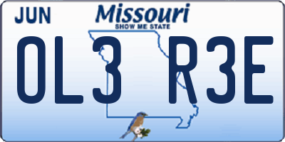 MO license plate OL3R3E