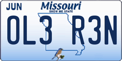 MO license plate OL3R3N