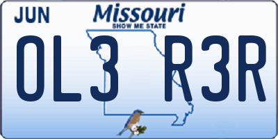 MO license plate OL3R3R