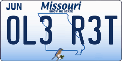MO license plate OL3R3T