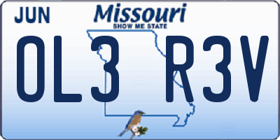 MO license plate OL3R3V