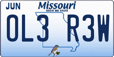 MO license plate OL3R3W
