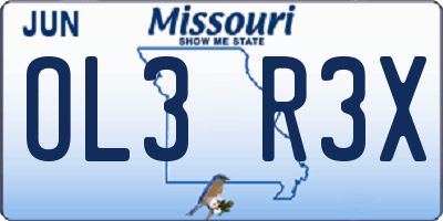 MO license plate OL3R3X