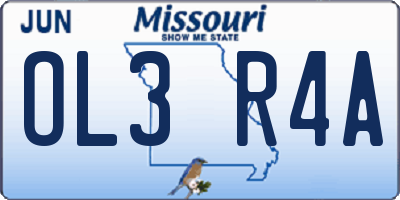 MO license plate OL3R4A