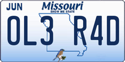 MO license plate OL3R4D