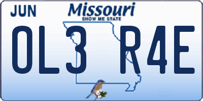 MO license plate OL3R4E