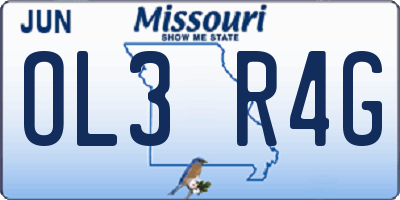 MO license plate OL3R4G