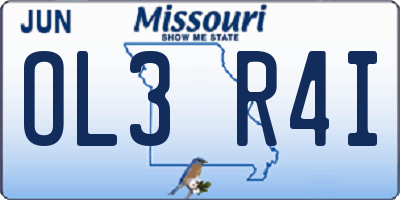 MO license plate OL3R4I