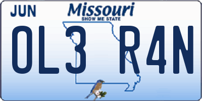 MO license plate OL3R4N