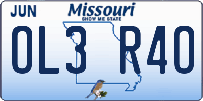MO license plate OL3R4O