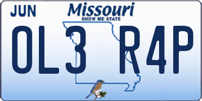 MO license plate OL3R4P