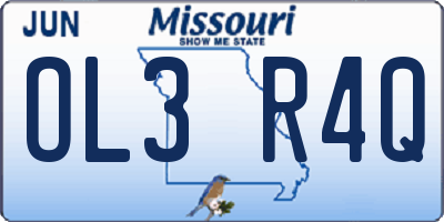 MO license plate OL3R4Q