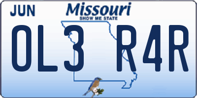 MO license plate OL3R4R