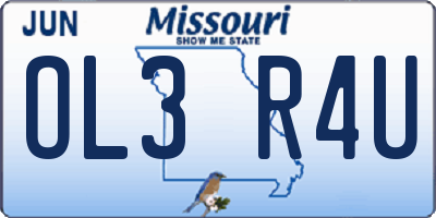 MO license plate OL3R4U