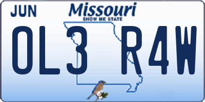 MO license plate OL3R4W
