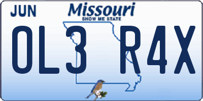 MO license plate OL3R4X