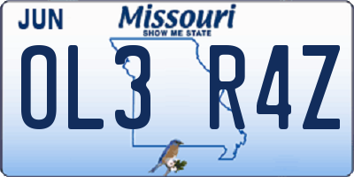 MO license plate OL3R4Z