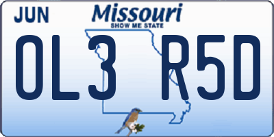 MO license plate OL3R5D