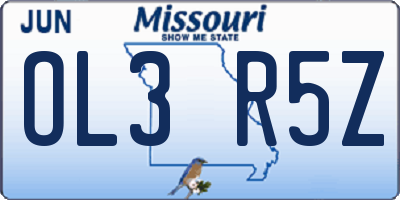 MO license plate OL3R5Z