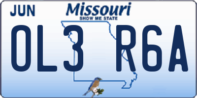 MO license plate OL3R6A