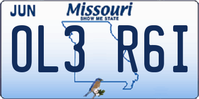 MO license plate OL3R6I