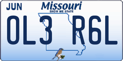 MO license plate OL3R6L