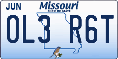 MO license plate OL3R6T