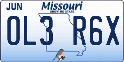 MO license plate OL3R6X
