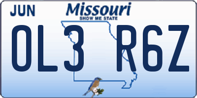 MO license plate OL3R6Z