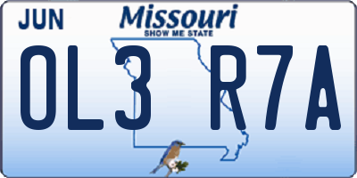 MO license plate OL3R7A