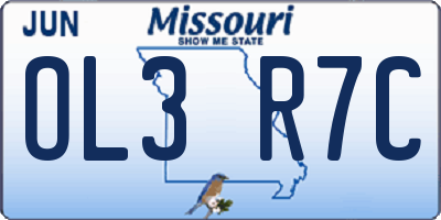 MO license plate OL3R7C