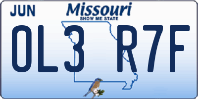 MO license plate OL3R7F