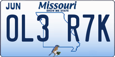MO license plate OL3R7K