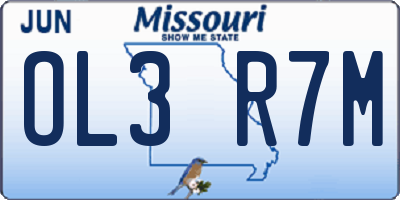 MO license plate OL3R7M