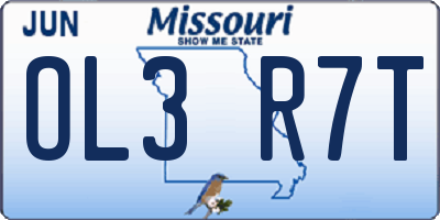 MO license plate OL3R7T