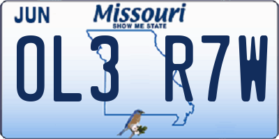 MO license plate OL3R7W