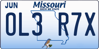 MO license plate OL3R7X
